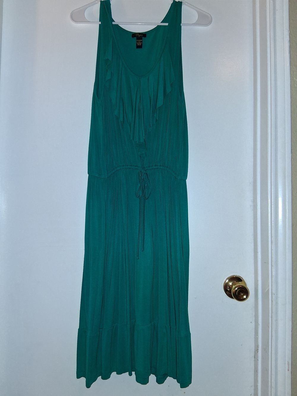 Cupio Teal Ruffle Front Maxi Dress